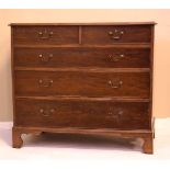 19th Century mahogany and string inlaid straight front chest of two short over three long drawers on