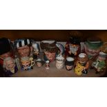 Collection of character and toby jugs including three Royal Doulton large character jugs - The