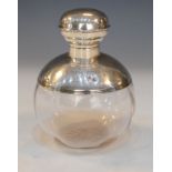 Edward VII globular glass scent bottle, the silver mount engraved 'B.B.C. Ladies Singles 20th Dec