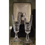 Pair of Waterford cut crystal Kylemore pattern champagne flutes, boxed Condition: