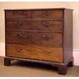 19th Century mahogany chest of two short over three long drawers on bracket feet Condition: