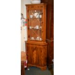 Reproduction yew veneer floor standing corner display cabinet Condition: