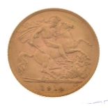 Gold Coin - George V half sovereign, 1914 Condition: