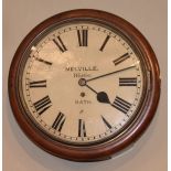 19th Century mahogany cased single fusee circular wall clock by Melville of Weston, Bath Condition: