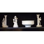 Franklin Mint 'Romeo & Juliet' bowl and pair of figural and column design candlesticks together with