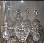 Three 19th Century engraved glass decanters together with a quantity of various cut glassware