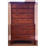 Georgian mahogany chest on chest fitted brass swan neck handles Condition: