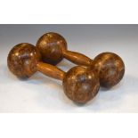 Pair of vintage treen dumbbells Condition: