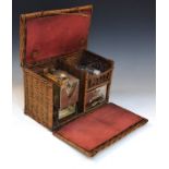 Automobilia - Early 20th Century wicker travelling picnic set containing spirit kettle etc