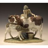Large Lladro figure group - Woman With Cow And Calf Condition:
