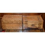 Two Victorian mahogany and marquetry decorated jewellery boxes having hinged covers Condition: