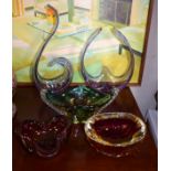 Five pieces of 1960's period free form glass Condition: