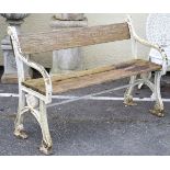 Cast iron ended garden bench having wooden seat and back Condition: