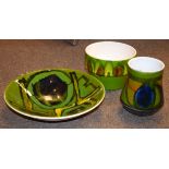 Poole pottery - Three pieces of green glazed ware Condition: