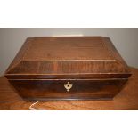 Regency inlaid rosewood sarcophagus shaped work box Condition: