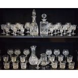 Suite of Thomas Webb crystal table glass, decanters etc (two shelves) Condition: