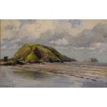 J. Adams - Pair of pastel landscapes - Brean Down, signed and dated '99, framed and glazed