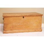 Late 19th/early 20th Century pine blanket chest having hinged cover Condition: