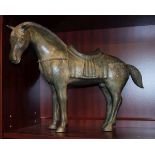 Cast patinated metal figure of a Tang style horse Condition: