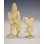 Two early 20th Century Japanese carved ivory okimono Condition: