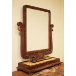 William IV mahogany rectangular framed toilet mirror having rectangular marble inset base Condition: