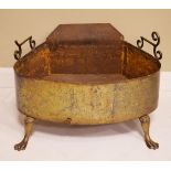 Late 19th/early 20th Century brass and steel fire basket, having two front claw supports Condition: