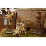 Collection of late 20th Century carved giltwood and polychrome decorated cherubs and angels,