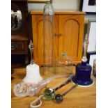 Quantity of Nailsea type glass including two bells, two drumsticks, a pipe etc Condition: