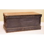 Late 19th/early 20th Century black painted pine carpenters tool chest having hinged cover Condition: