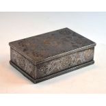 Eastern white metal and pewter rectangular box having allover stylised foliate decoration Condition: