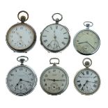 Gentleman's silver cased key wind pocket watch, together with five other pocket watches Condition: