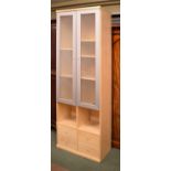 Ikea birch finish display unit fitted glass doors, open shelves and drawers Condition: