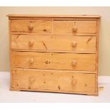 Victorian pine chest of two short over three long drawers Condition: