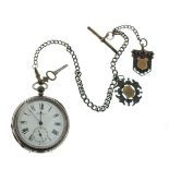 Gentleman's silver cased key wind pocket watch, the white enamel dial inscribed N Steer & Son, Bath,