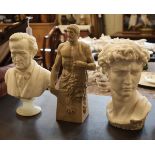 Three resin cast busts of Hercules, Wagner and David Condition: