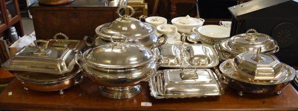 Quantity of silver plated tureens and covers Condition: