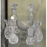 Two cut glass decanters and various other glassware Condition: