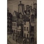 Paul Guterman - Pen & Ink drawing - Rue Vielle du Temple, Paris, signed and dated 1981, framed and