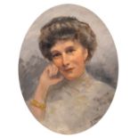 Indistinctly signed early 20th Century head and shoulders portrait of a lady, framed and glazed