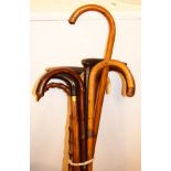 Quantity of horn mounted walking sticks, canes etc Condition: