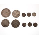 Coins - Queen Victoria crown 1845 and a small quantity of other silver coinage Condition: