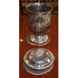 19th Century engraved silver plated bucket shaped wine cooler having foliate decoration and a half