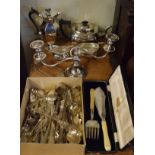 Quantity of silver plated hollow ware, cutlery etc Condition: