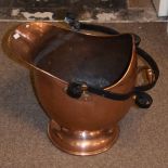 Copper coal bucket having replacement wrought iron handle Condition: