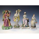 Four early 19th Century Staffordshire polychrome decorated figures including Christ Teacheth