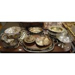 Large quantity of silver plated trays, platters, serving dishes etc Condition: