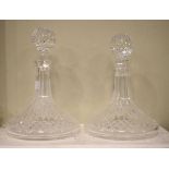 Pair of good quality late 20th Century cut glass ships decanters with stoppers Condition: