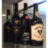 Wines & Spirits - Four bottles of Port comprising: Taylors 1985 Late Bottled Vintage, together