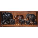 Collection of early 20th Century Indian carved hardwood elephant ornaments Condition:
