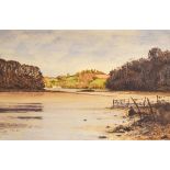 John Gillo - Watercolour - River landscape, signed and dated '89, together with Edward Vine -